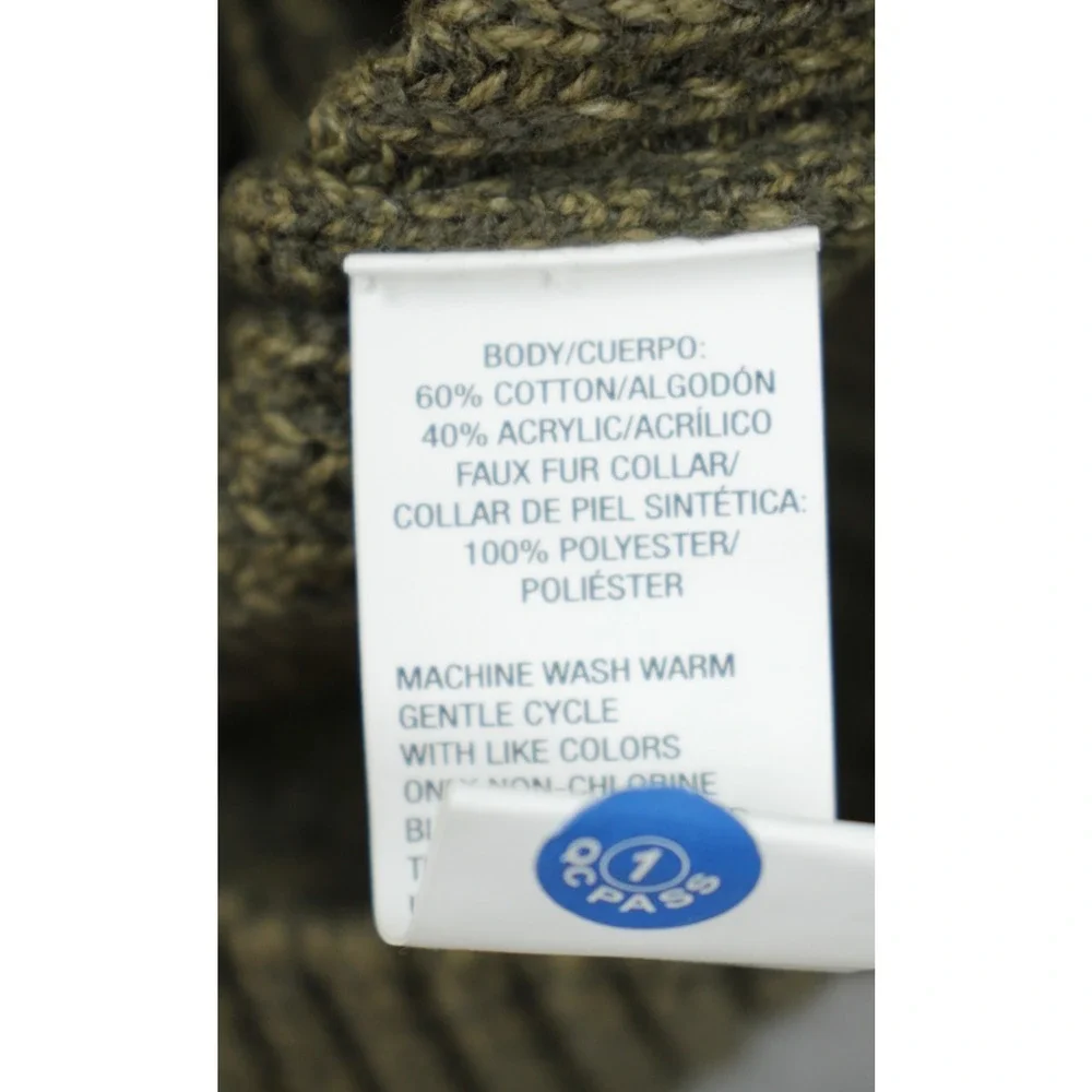 GH Bass Sweater Mens Size L Brown Long Sleeve Cotton Blend 1/4 Button Mock Neck